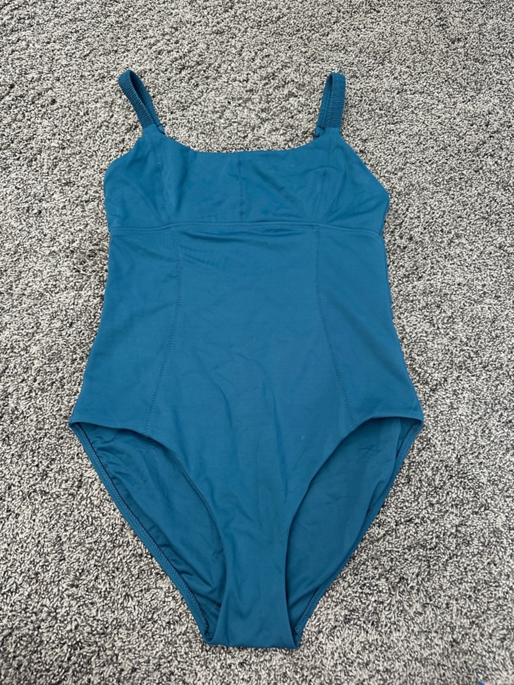 Athleta Size M Teal Blue Sculpted Square Neck One Piece Swimsuit Bathing Suit